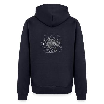 Fliege Fliegen - Unisex Premium Bio Zip Hoodie - Navy - Hinten - Nico (187cm)