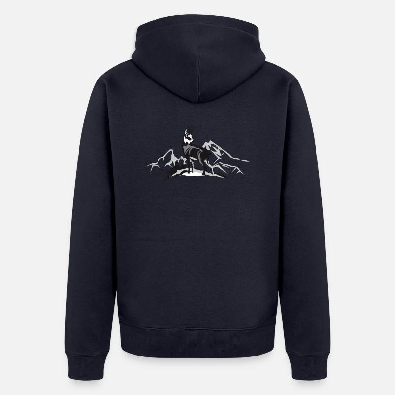 Gams devant le Watzmann - Veste à capuche bio Premium Unisexe - bleu marine