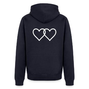 Herzen Liebe Symbol - Unisex Premium Bio Zip Hoodie - Navy - Hinten - Nico (187cm)