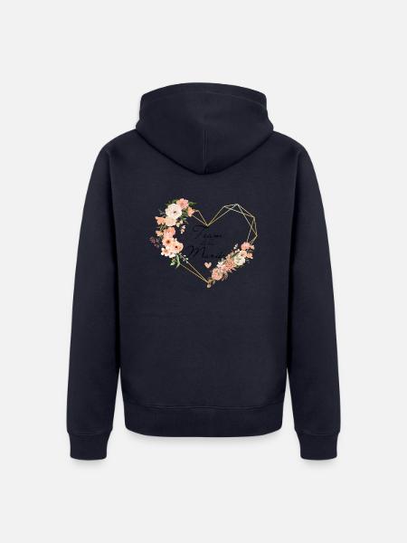 Brautteam Goldenes Herz Blumen - Unisex Premium Bio Zip Hoodie - Navy