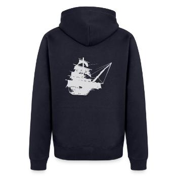 pirate ship - Unisex Premium Organic Zip Hoodie - navy - Back - Nico (187cm)
