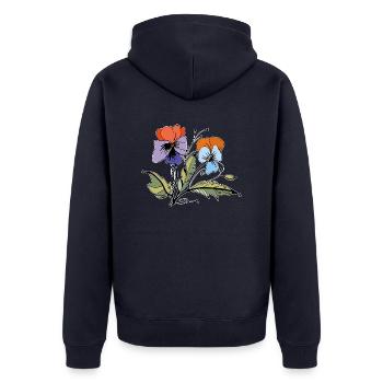 Blumen - Unisex Premium Bio Zip Hoodie - Navy - Hinten - Nico (187cm)