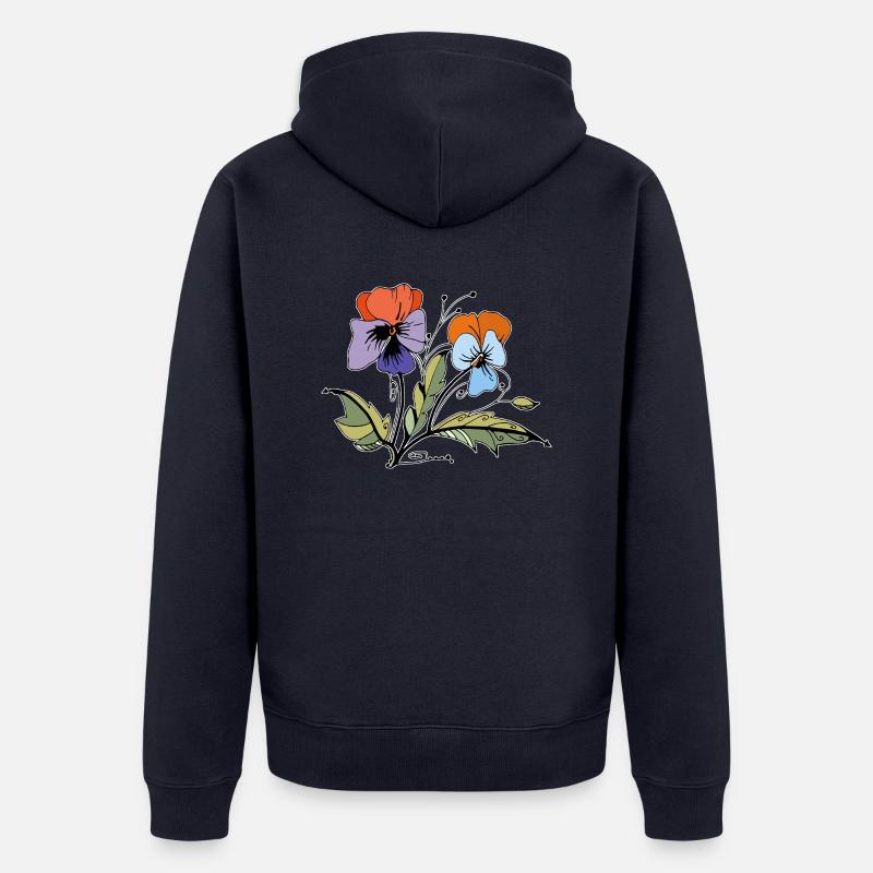 Flowers - Unisex Premium Organic Zip Hoodie - navy
