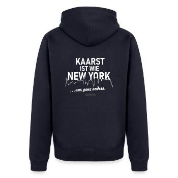 Kaarst - Unisex Premium Bio Zip Hoodie - Navy - Hinten - Nico (187cm)