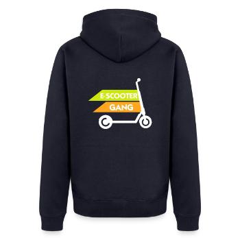 E-Scooter Scooter - Unisex Premium Organic Zip Hoodie - navy - Back - Nico (187cm)