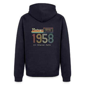 1958 Original 1958 Vintage Vintage Retro Jahrestag - Unisex Premium Bio Zip Hoodie - Navy - Hinten - Nico (187cm)