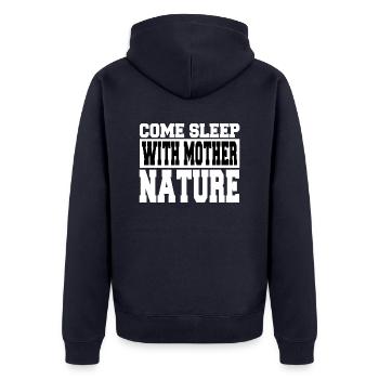 birthday camping is in tents boy scouts campsite - Unisex Premium Bio Zip Hoodie - Navy - Hinten - Nico (187cm)