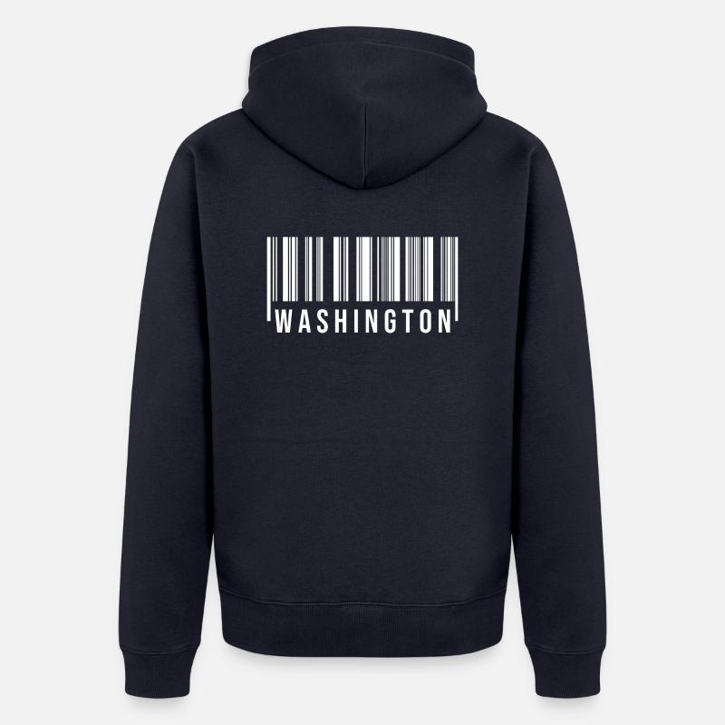 Code-barres de Washington - Veste à capuche bio Premium Unisexe - bleu marine