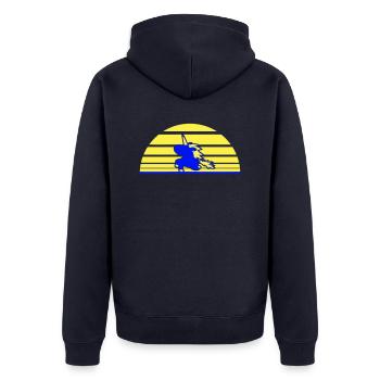 Unicorn Jumps Sun Stripe Cute Cool Silhouette - Unisex Premium Organic Zip Hoodie - navy - Back - Nico (187cm)