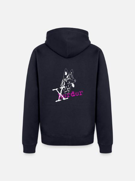 X- Herder pink - Unisex Premium Bio Zip Hoodie - Navy