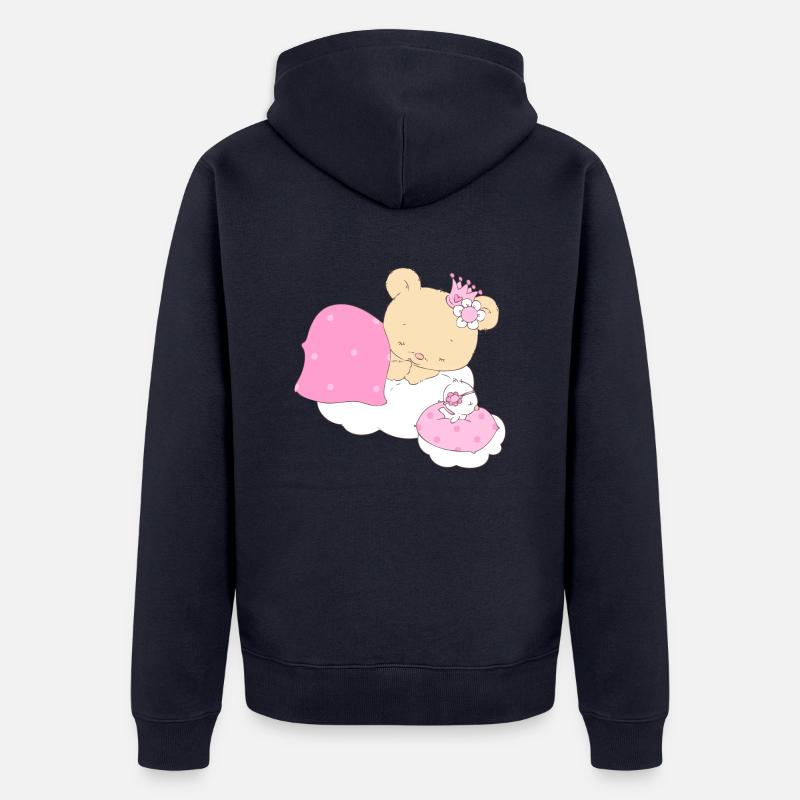 Bear princess sleeping on cloud - Veste à capuche bio Premium Unisexe - bleu marine