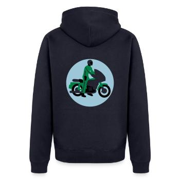 motorradpolizist_09_2016_3c02 - Unisex Premium Bio Zip Hoodie - Navy - Hinten - Nico (187cm)
