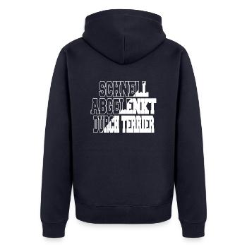 zitat geburtstagsgeschenk hundehalter - Unisex Premium Bio Zip Hoodie - Navy - Hinten - Nico (187cm)