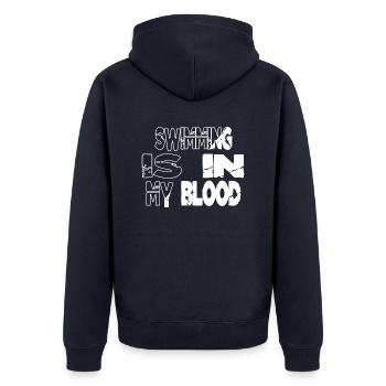 swimming fun birthday present idea - Unisex Premium Organic Zip Hoodie - navy - Back - Nico (187cm)