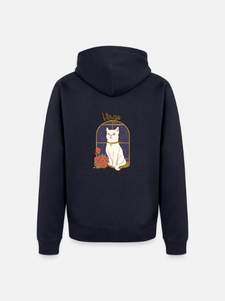 Virgo Zodiac Sign Cat - Unisex Premium Bio Zip Hoodie - Navy