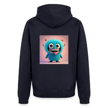 Happy Halloween niedliches Monster gruselig lustig gruselig - Unisex Premium Bio Zip Hoodie - Navy - Hinten - Nico (187cm)