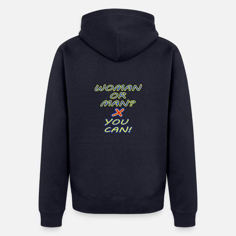 Frau oder Mann - Unisex Premium Bio Zip Hoodie - Navy
