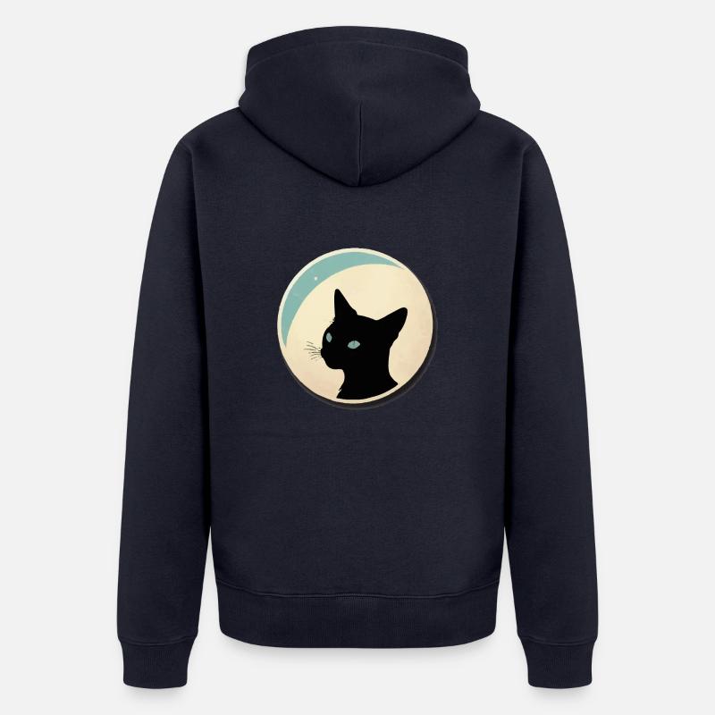Silhouette de chat - Veste à capuche bio Premium Unisexe - bleu marine