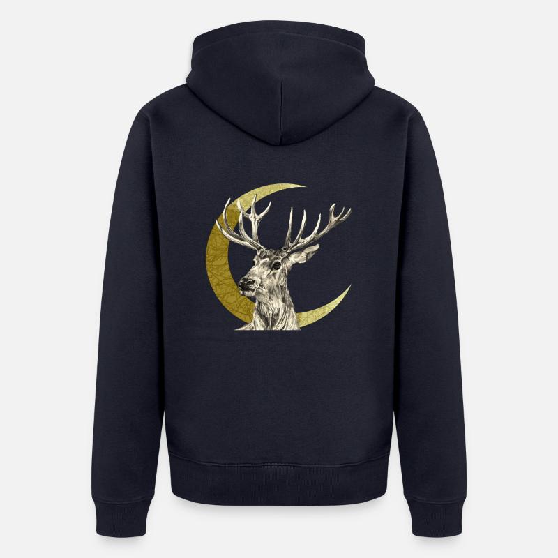 Deer - Unisex Premium Organic Zip Hoodie - navy