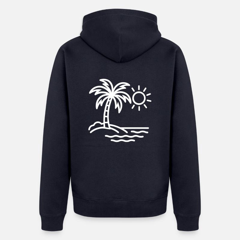 Palm Tree Beach Été - Veste à capuche bio Premium Unisexe - bleu marine