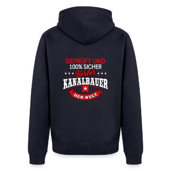 Kanalbauer Kanalbau Kanal Abwasser Tiefbau - Unisex Premium Bio Zip Hoodie - Navy - Hinten - Nico (187cm)