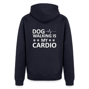 Dog Hund - Unisex Premium Bio Zip Hoodie - Navy - Hinten - Nico (187cm)