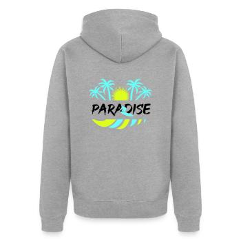 surf paradise - Unisex Premium Bio Zip Hoodie - Grau meliert - Hinten - Nico (187cm)