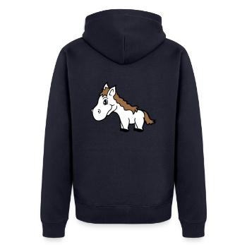 Pferd Süß Pony Fohlen Pferdemädchen Niedlich Comic - Unisex Premium Bio Zip Hoodie - Navy - Hinten - Nico (187cm)