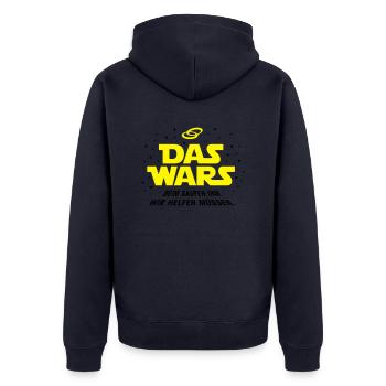 Das Wars Saufen - Unisex Premium Bio Zip Hoodie - Navy - Hinten - Nico (187cm)