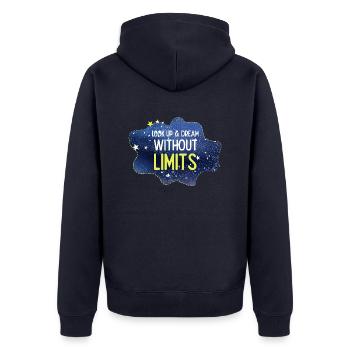 Look up and dream without limits - Unisex Premium Organic Zip Hoodie - navy - Back - Nico (187cm)