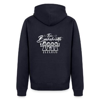 Bachelorette Team Mädels - Unisex Premium Bio Zip Hoodie - Navy - Hinten - Nico (187cm)