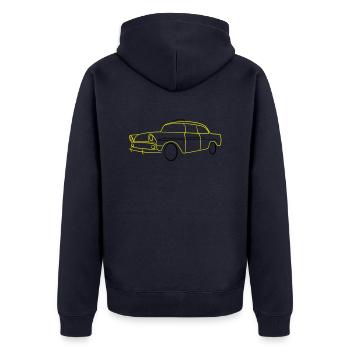 US Yellow Cab Taxi Tribal - Unisex Premium Bio Zip Hoodie - Navy - Hinten - Nico (187cm)