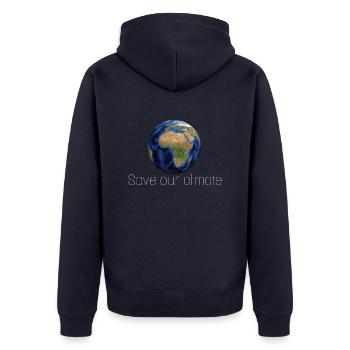 Save our planet - Unisex Premium Bio Zip Hoodie - Navy - Hinten - Nico (187cm)