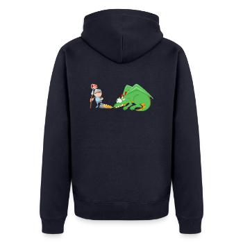 Ritter und Drache - Unisex Premium Bio Zip Hoodie - Navy - Hinten - Nico (187cm)