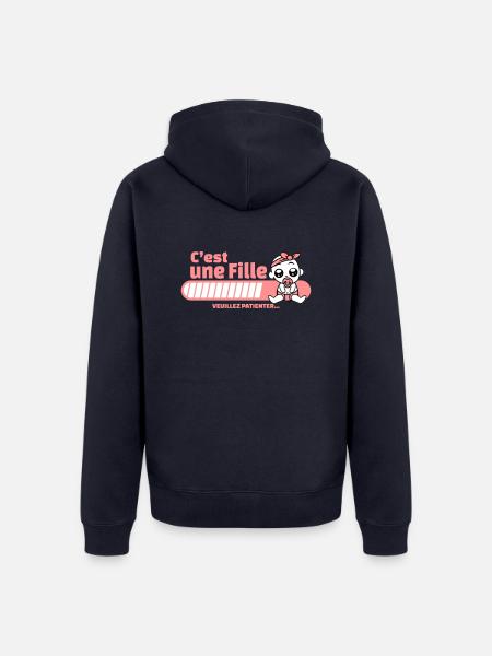 annonce grossesse - c'est une fille - Veste à capuche bio Premium Unisexe - bleu marine