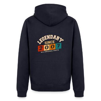 Legendär seit 2007 Vintage Retro Jubiläum - Unisex Premium Bio Zip Hoodie - Navy - Hinten - Nico (187cm)