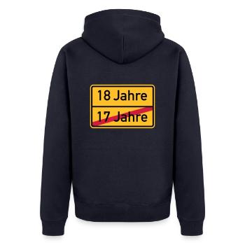 18. Geburtstag - Unisex Premium Bio Zip Hoodie - Navy - Hinten - Nico (187cm)