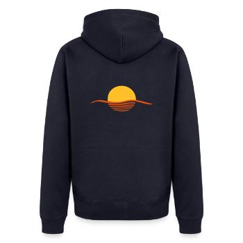 Sonne - Unisex Premium Bio Zip Hoodie - Navy - Hinten - Nico (187cm)