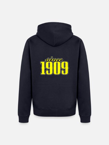 since 1909 (yellow) - Unisex Premium Organic Zip Hoodie - navy