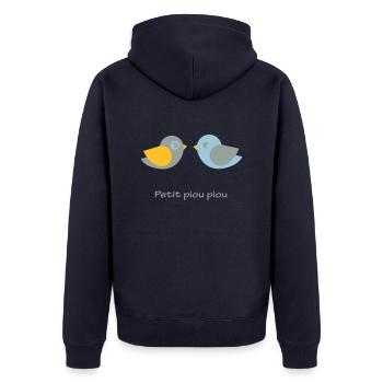petit piou piou bébé - Unisex Premium Organic Zip Hoodie - navy - Back - Nico (187cm)