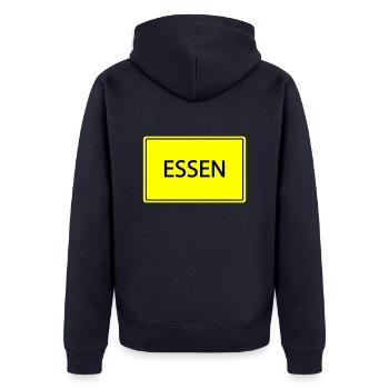 Town sign Essen - Unisex Premium Organic Zip Hoodie - navy - Back - Nico (187cm)