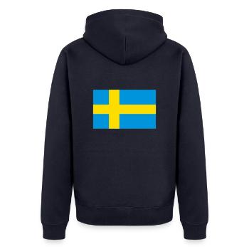 Schweden - Unisex Premium Bio Zip Hoodie - Navy - Hinten - Nico (187cm)