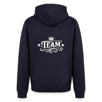 L’équipe Krone - Veste à capuche bio Premium Unisexe - bleu marine - Dos - Nico (187cm)