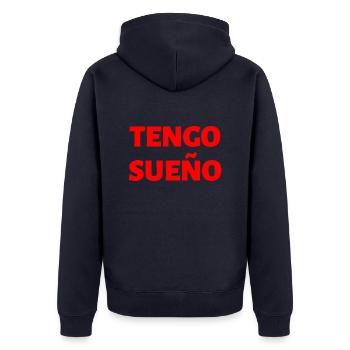 schläfrig, müde Spanisch Spanien - Unisex Premium Bio Zip Hoodie - Navy - Hinten - Nico (187cm)