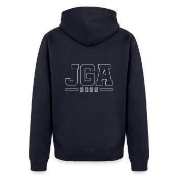 JGA 2025 Kontur Junggesellenabschied - Unisex Premium Bio Zip Hoodie - Navy - Hinten - Nico (187cm)