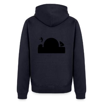 Heringsdorf - Unisex Premium Bio Zip Hoodie - Navy - Hinten - Nico (187cm)