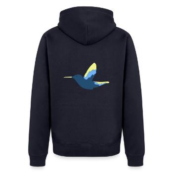 Colibri Oiseau - Veste à capuche bio Premium Unisexe - bleu marine - Dos - Nico (187cm)