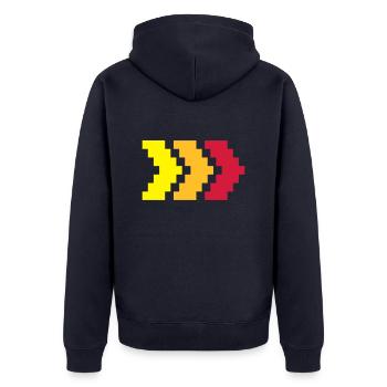 Turbo-Pfeile - Unisex Premium Bio Zip Hoodie - Navy - Hinten - Nico (187cm)