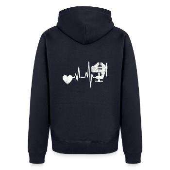 Schreiner Tischler Hobel Handwerker Schreinerei - Unisex Premium Bio Zip Hoodie - Navy - Hinten - Nico (187cm)