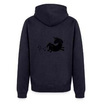 unicorn - Einhorn Sternenstaub - Unisex Premium Bio Zip Hoodie - Navy - Hinten - Nico (187cm)